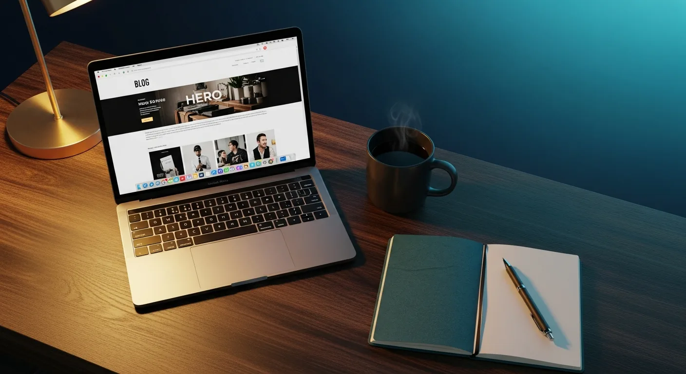 Schreibtisch mit offenem MacBook, Kaffee und Notizbuch — SilberBridge Ratgeber