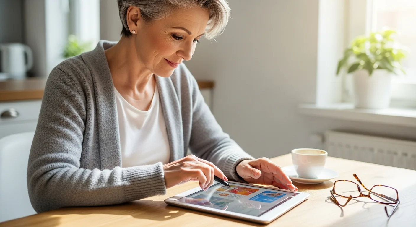 Ältere Person und Berater schauen gemeinsam auf ein iPad