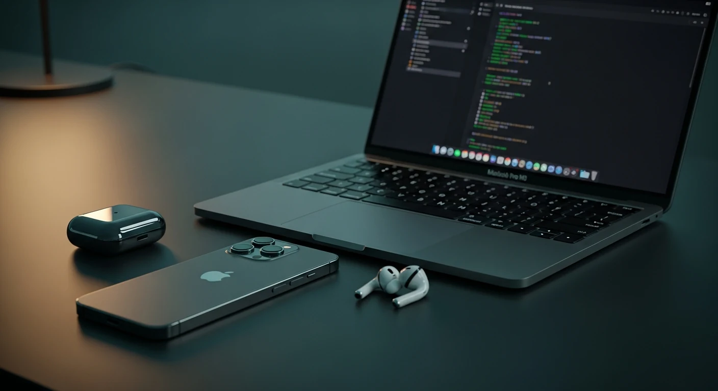 Apple-Geräte im Heimbereich — MacBook, iPhone und AirPods