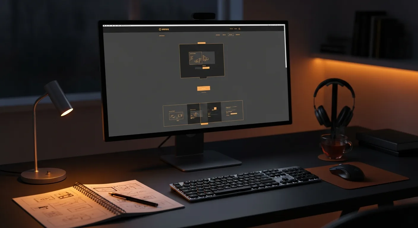 Großer Monitor zeigt ein modernes Website-Design